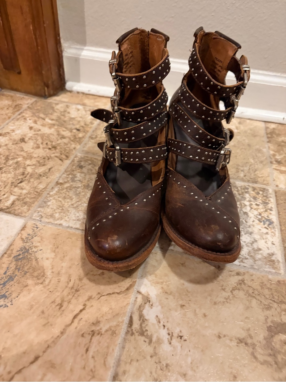 Freebird Felicity Studded Brown Leather Women's Ankle Boots